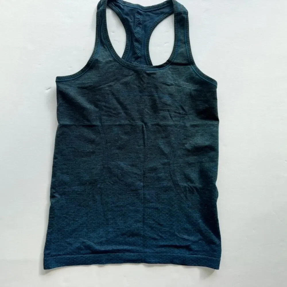 Lululemon Swiftly Tech Racerback Poolside Teal Black Size 6 Original Fit Run Gym